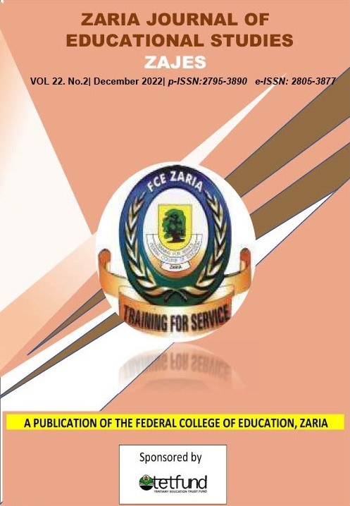 Zaria Journal of Educational Studies, ZAJES, FCE Zaria, Education